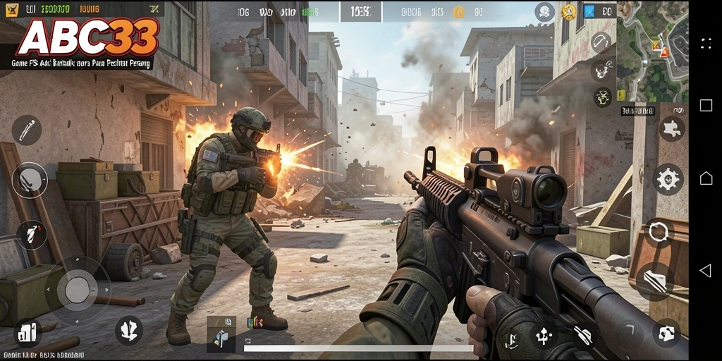 Screenshot gameplay ABC33 dengan aksi tembak-menembak yang mendebarkan.