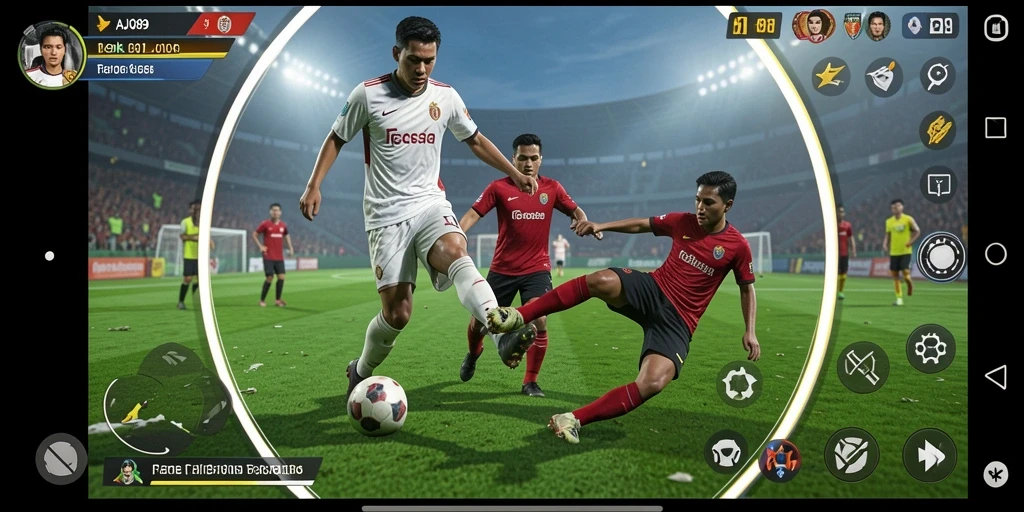 Tampilan gameplay AJO89 dengan aksi sepak bola yang seru.