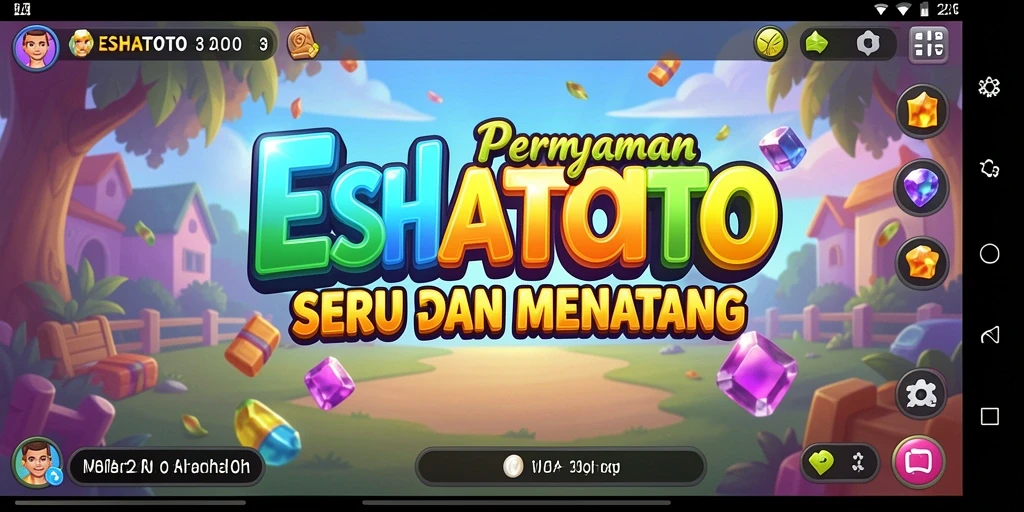 Tangkapan layar ESHATOTO menampilkan gameplay seru Match-3 yang penuh warna.