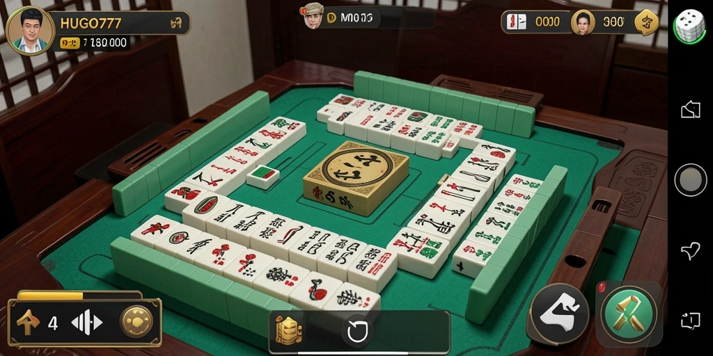 Tampilan gameplay HUGO77 dalam aksi Mahjong yang menantang.