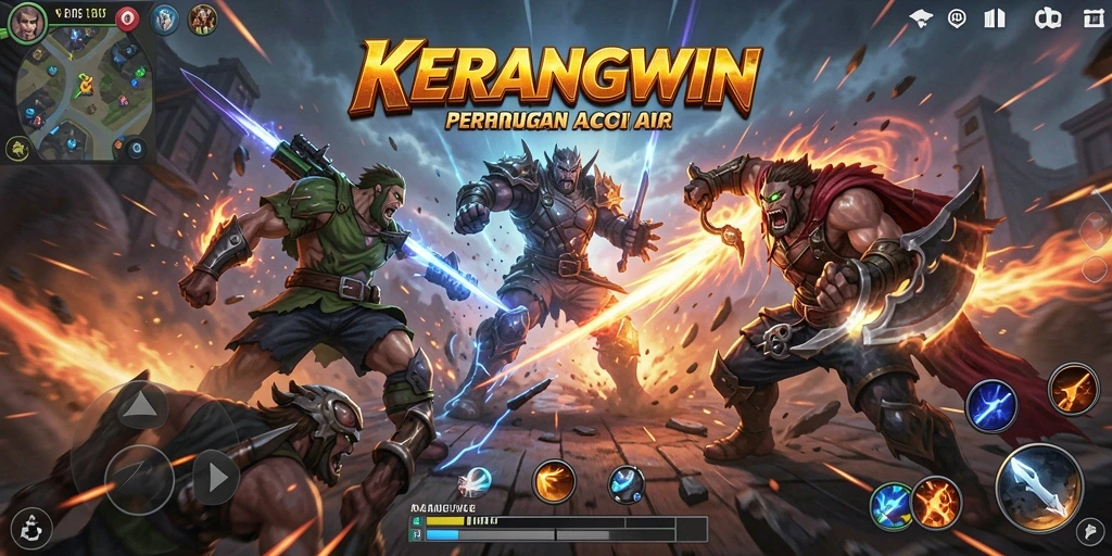Tampilan gameplay KERANGWIN yang penuh aksi dan tantangan seru.
