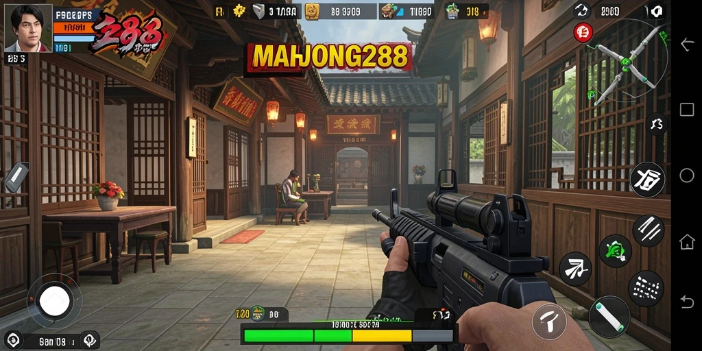 Menampilkan gameplay intens di MAHJONG288 dengan aksi tembak-menembak yang seru.