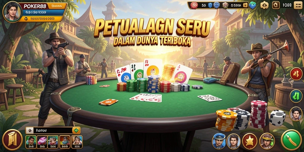 Screenshot gameplay POKER88 menampilkan ruang permainan terbuka yang dinamis.
