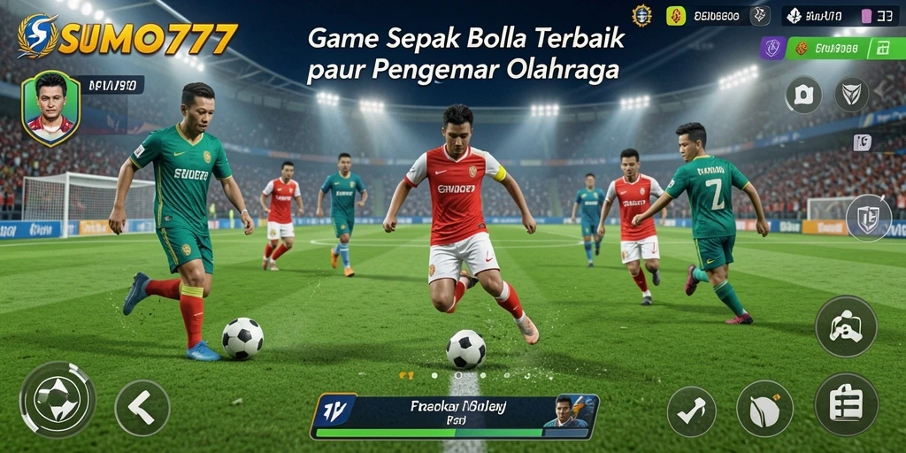 Tampilan seru dari gameplay SUMO777 dengan aksi sepak bola yang mendebarkan.