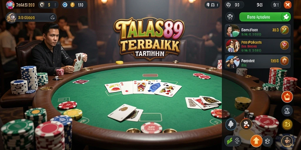 Tampilan gameplay Poker menarik di TALAS89 dengan suasana kasino yang nyata.