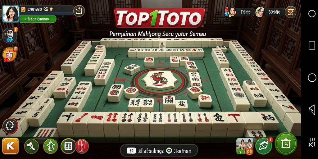 Screenshot gameplay TOP1TOTO dengan suasana permainan Mahjong yang seru.